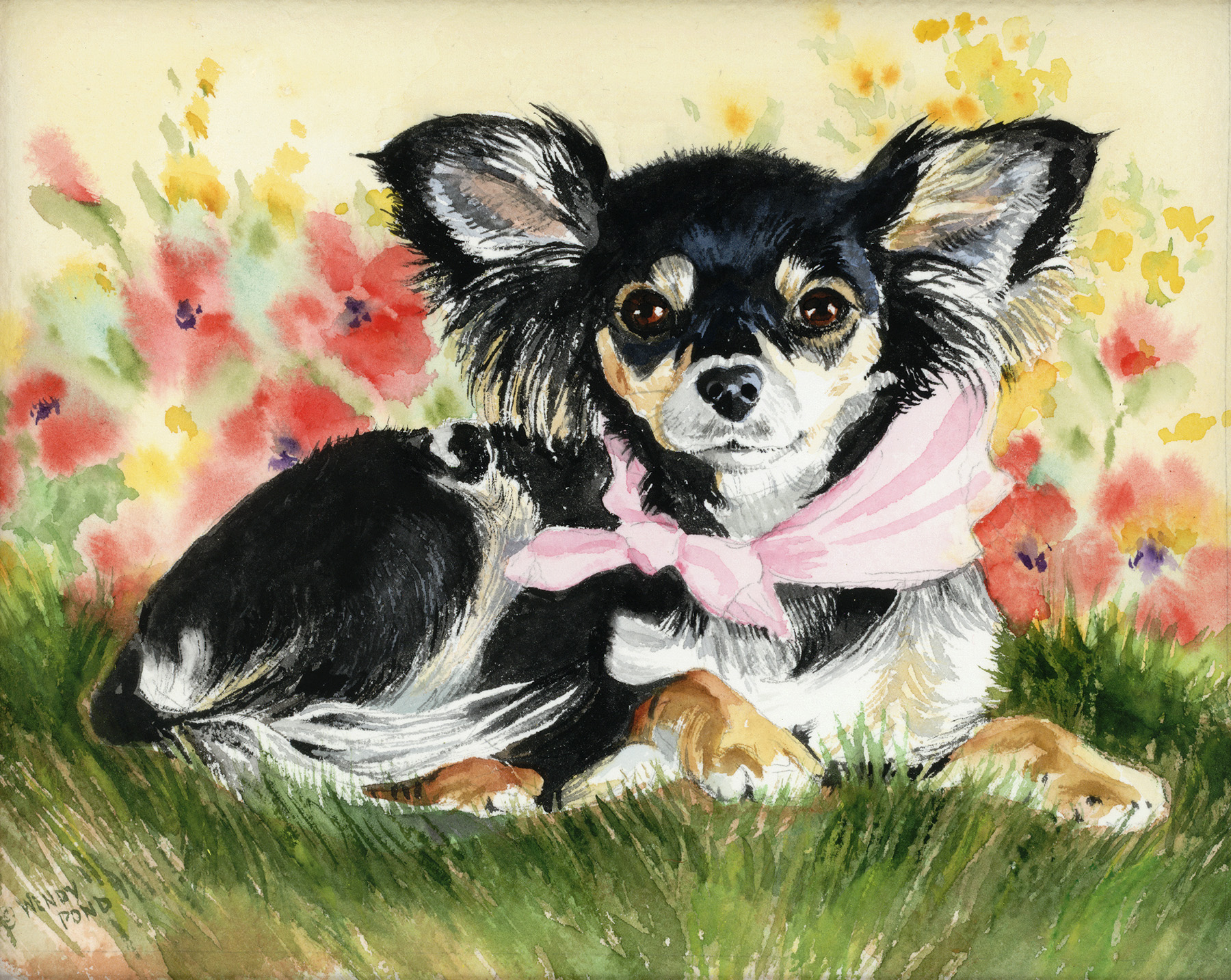 Watercolor portrait of a German Shepherd