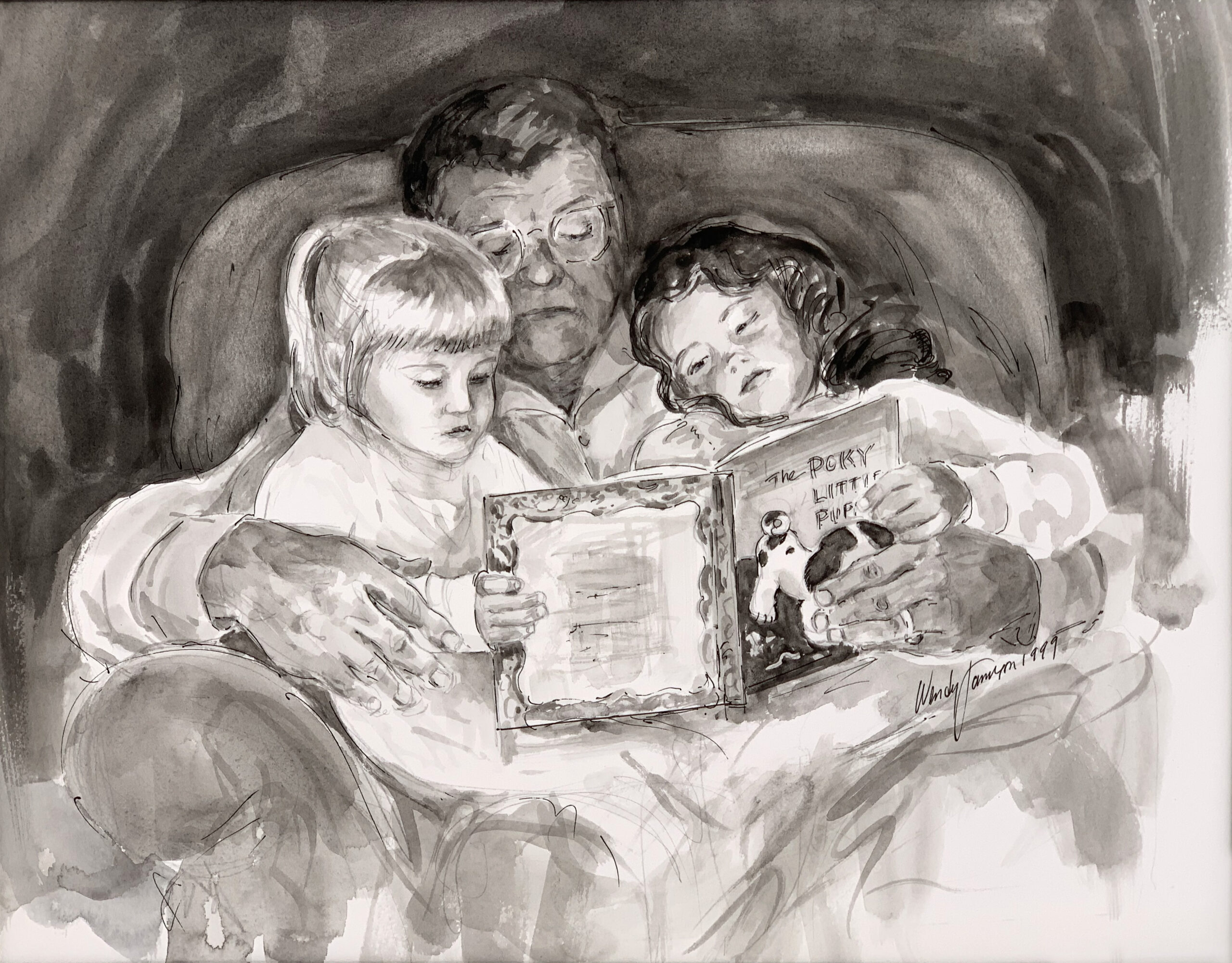 Pa and sisters family portrait
